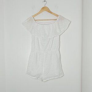 Buddy Love Women's White Cotton Blend Off Shoulder Summer Playsuit Romper Size S
